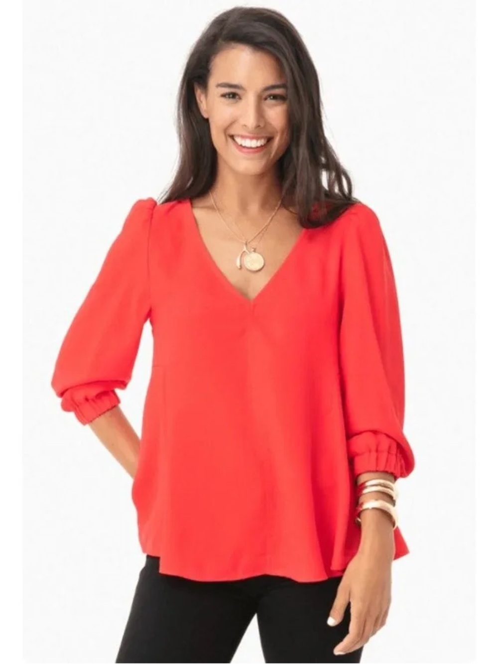 Tuckernuck. Hollis Blouse. Poppy Red. Size medium.